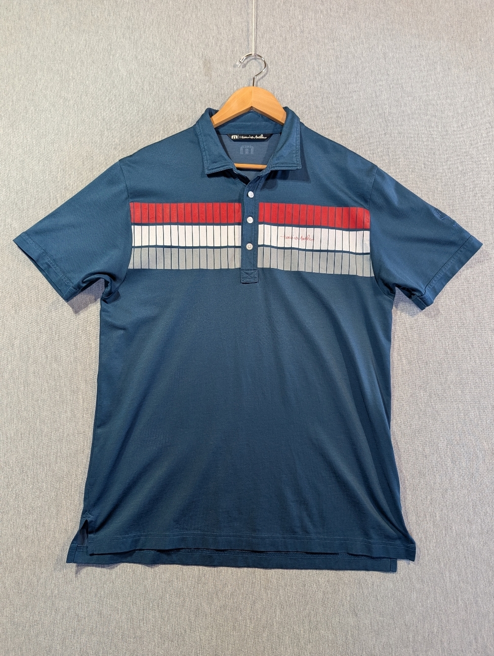 Travis Mathew Golf Polo Shirt Men's Large Blue Green